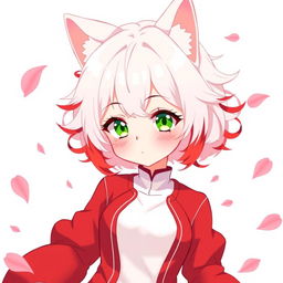 Anime illustration of a cute girl with a red and white color scheme, featuring sleek red and white clothing enhancing her anime aesthetic