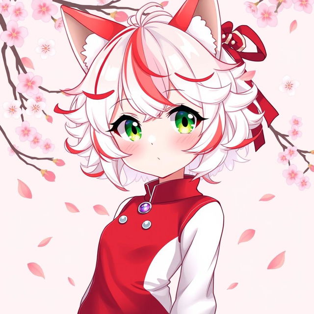 Anime illustration of a cute girl with a red and white color scheme, featuring sleek red and white clothing enhancing her anime aesthetic