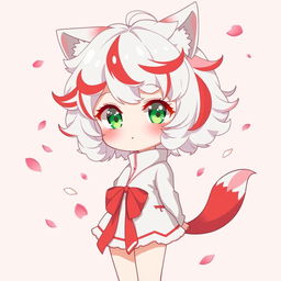 Anime illustration of a cute girl with a white and red color scheme