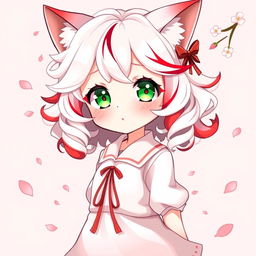 Anime illustration of a cute girl with a white and red color scheme