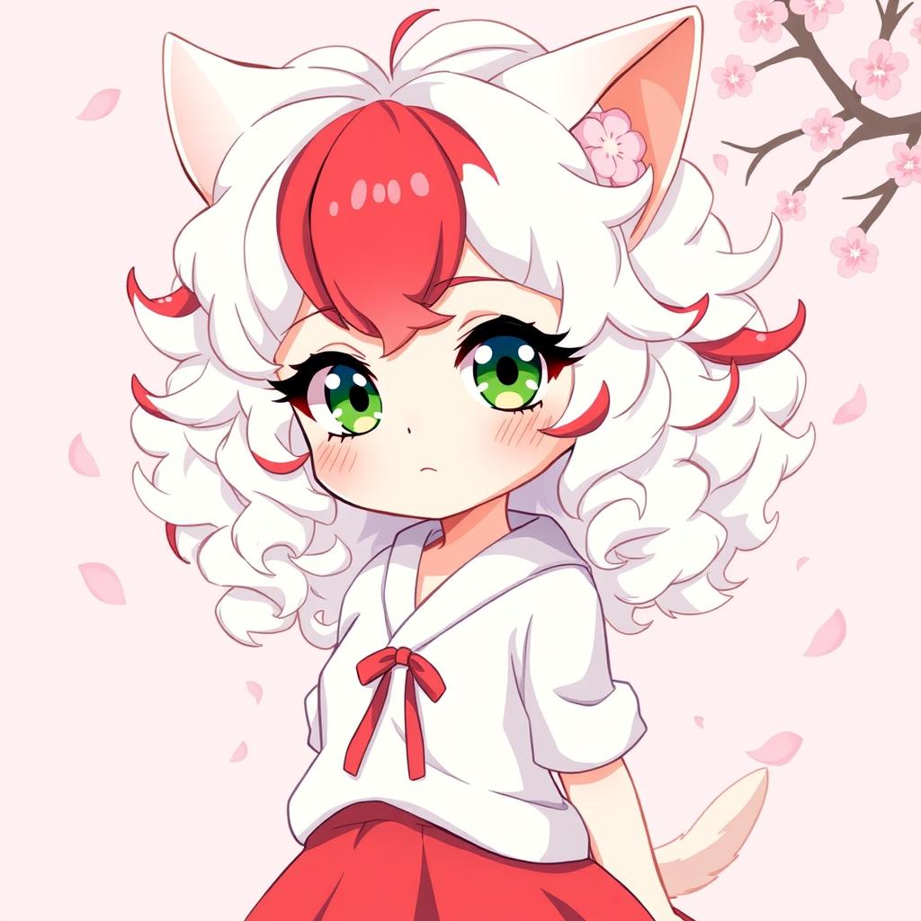 Anime illustration of a cute girl with fluffy curly hair