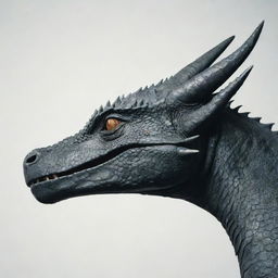 A minimalist close-up of a dragon's face in side profile, positioned off-center to leave the majority of the page intentionally empty. Strong focal points include the dragon's piercing eye and scaly cheek.