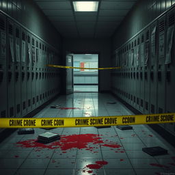 A haunting and intense depiction of a high school hallway turned into a crime scene