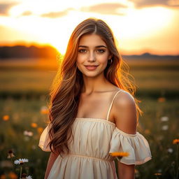 Create a book cover featuring a beautiful young woman with long, brown hair and a small nose