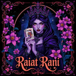 a vibrant and captivating poster featuring a 'Raat Rani' theme, with a mysterious and enchanting gothic queen front and center