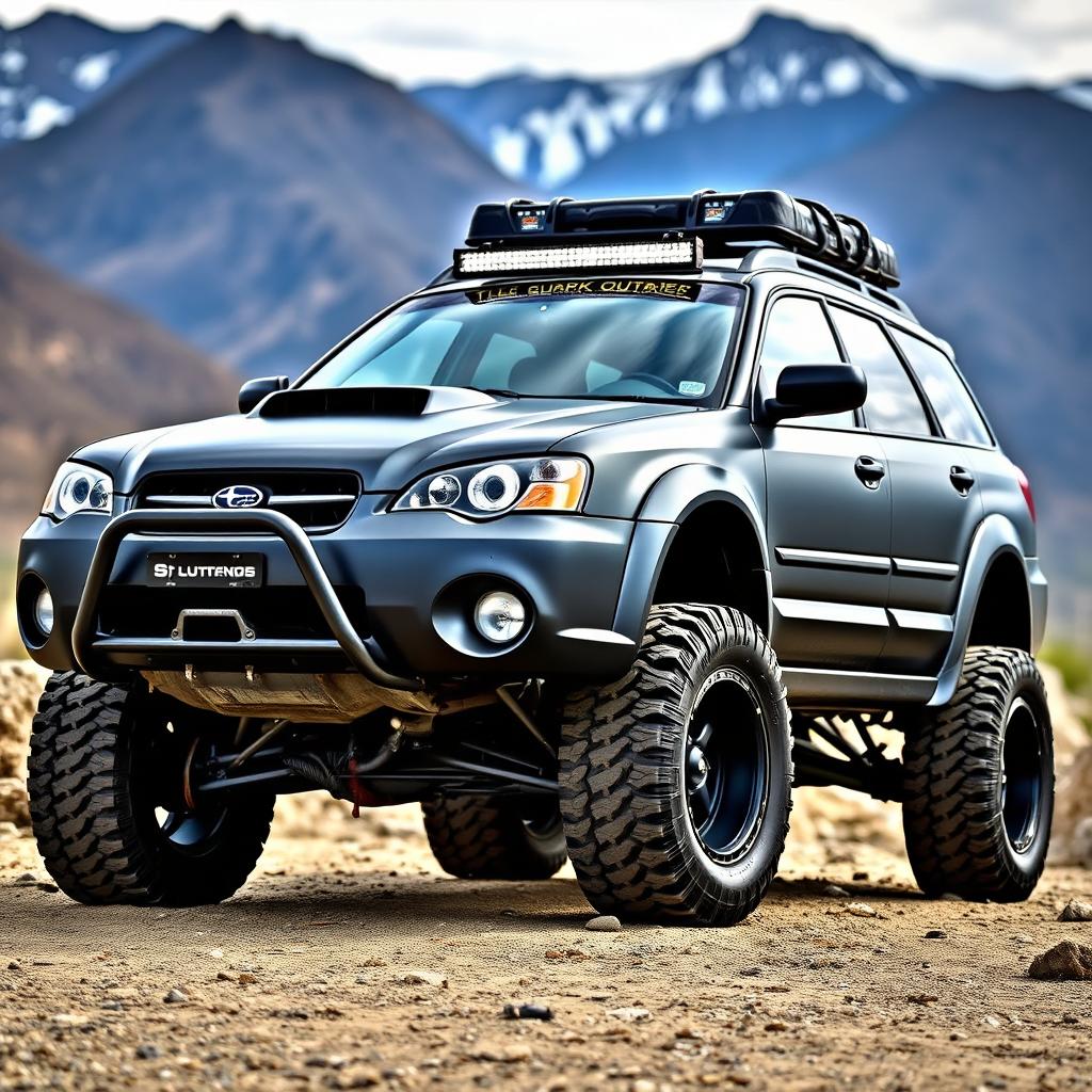 A modified 2006 Subaru Outback, showcasing custom upgrades and enhancements