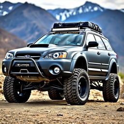 A modified 2006 Subaru Outback, showcasing custom upgrades and enhancements