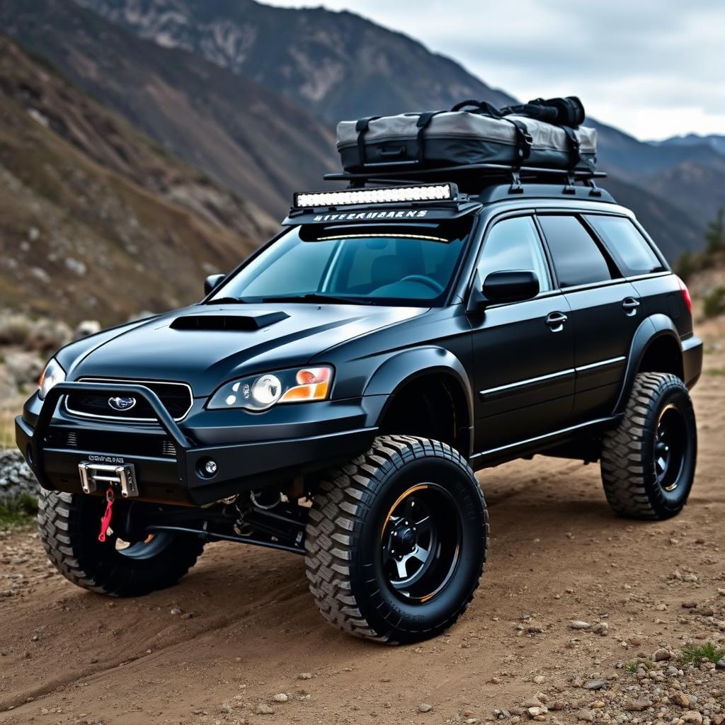 A modified 2006 Subaru Outback, showcasing custom upgrades and enhancements