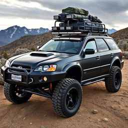 A modified 2006 Subaru Outback, showcasing custom upgrades and enhancements