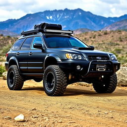 A modified 2006 Subaru Outback, showcasing custom upgrades and enhancements