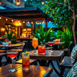 Outdoor seating area of a local bar designed specifically for cocktail enthusiasts