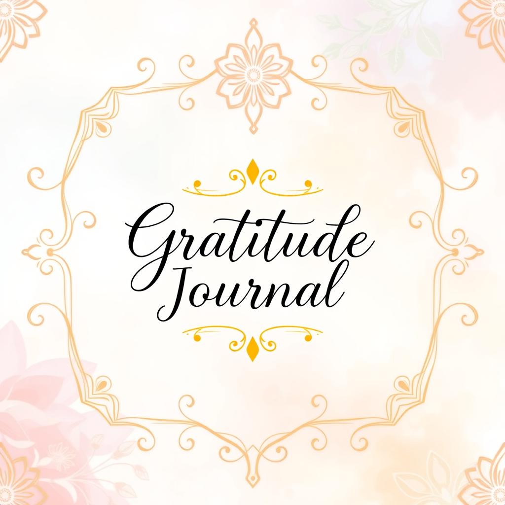 A beautiful cover for an ebook and gratitude journal, featuring an elegant design with soothing, harmonious colors