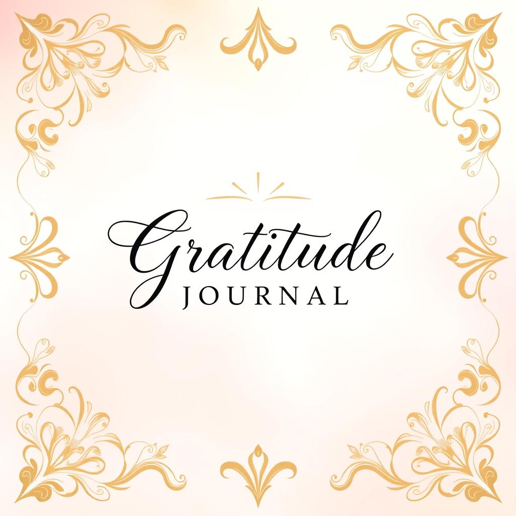 A beautiful cover for an ebook and gratitude journal, featuring an elegant design with soothing, harmonious colors