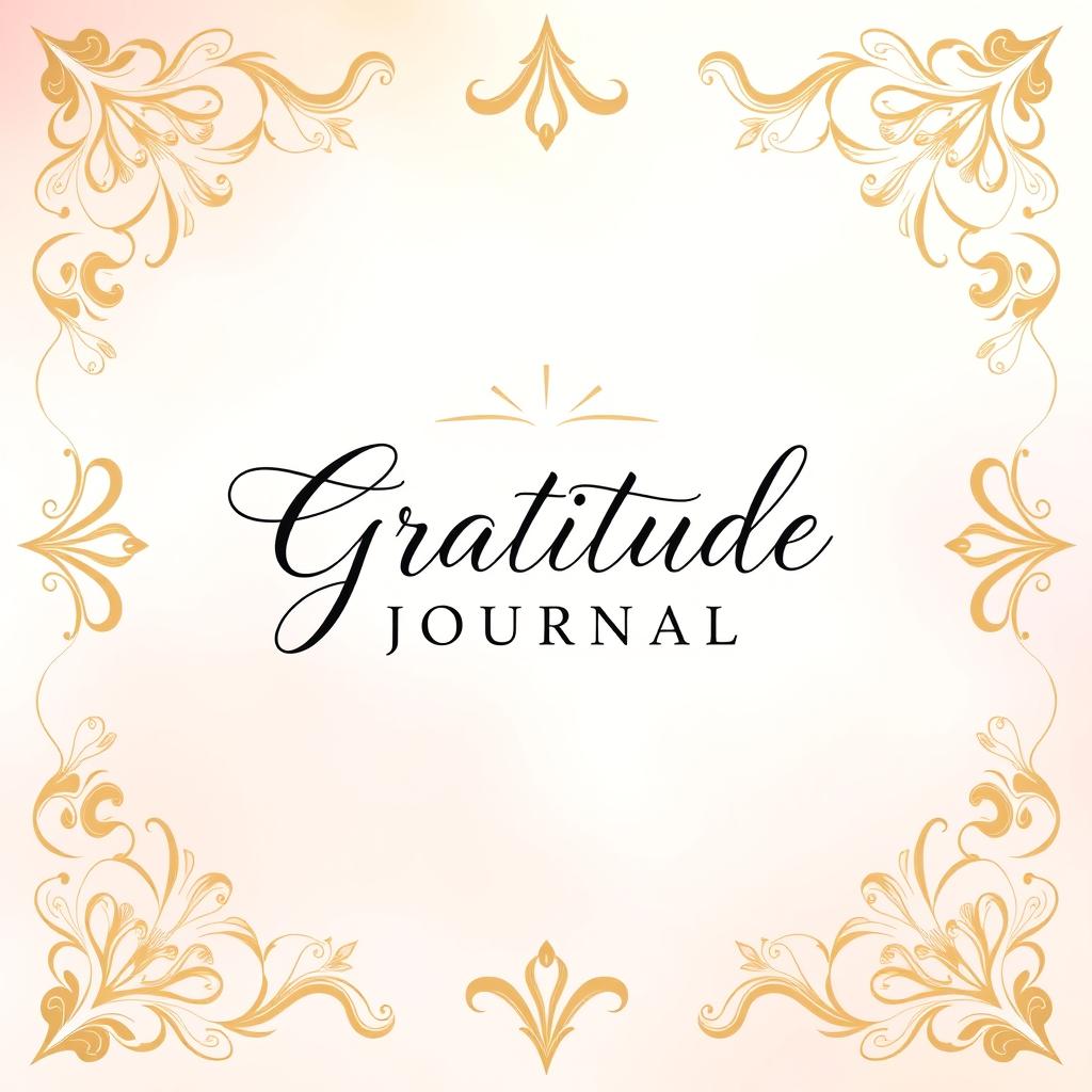 A beautiful cover for an ebook and gratitude journal, featuring an elegant design with soothing, harmonious colors