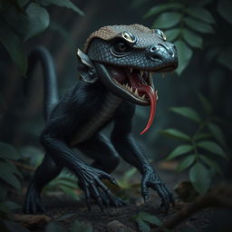 A hybrid creature featuring a small black monkey's body with the head of a dangerous snake