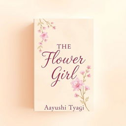 soft aesthetic book cover for the novel 'THE FLOWER GIRL' by Aayushi Tyagi