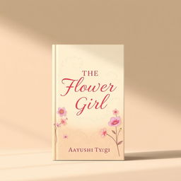 soft aesthetic book cover for the novel 'THE FLOWER GIRL' by Aayushi Tyagi