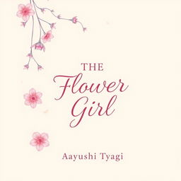 soft aesthetic book cover for the novel 'THE FLOWER GIRL' by Aayushi Tyagi