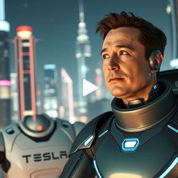 YouTube thumbnail featuring Elon Musk and a futuristic robot named Susu