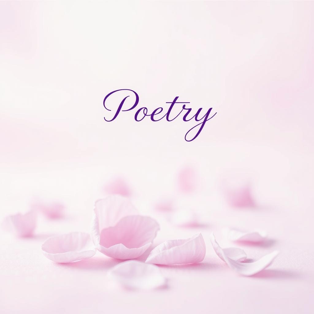 A delicate poetry book cover in light purple tones, featuring softly floating rose petals