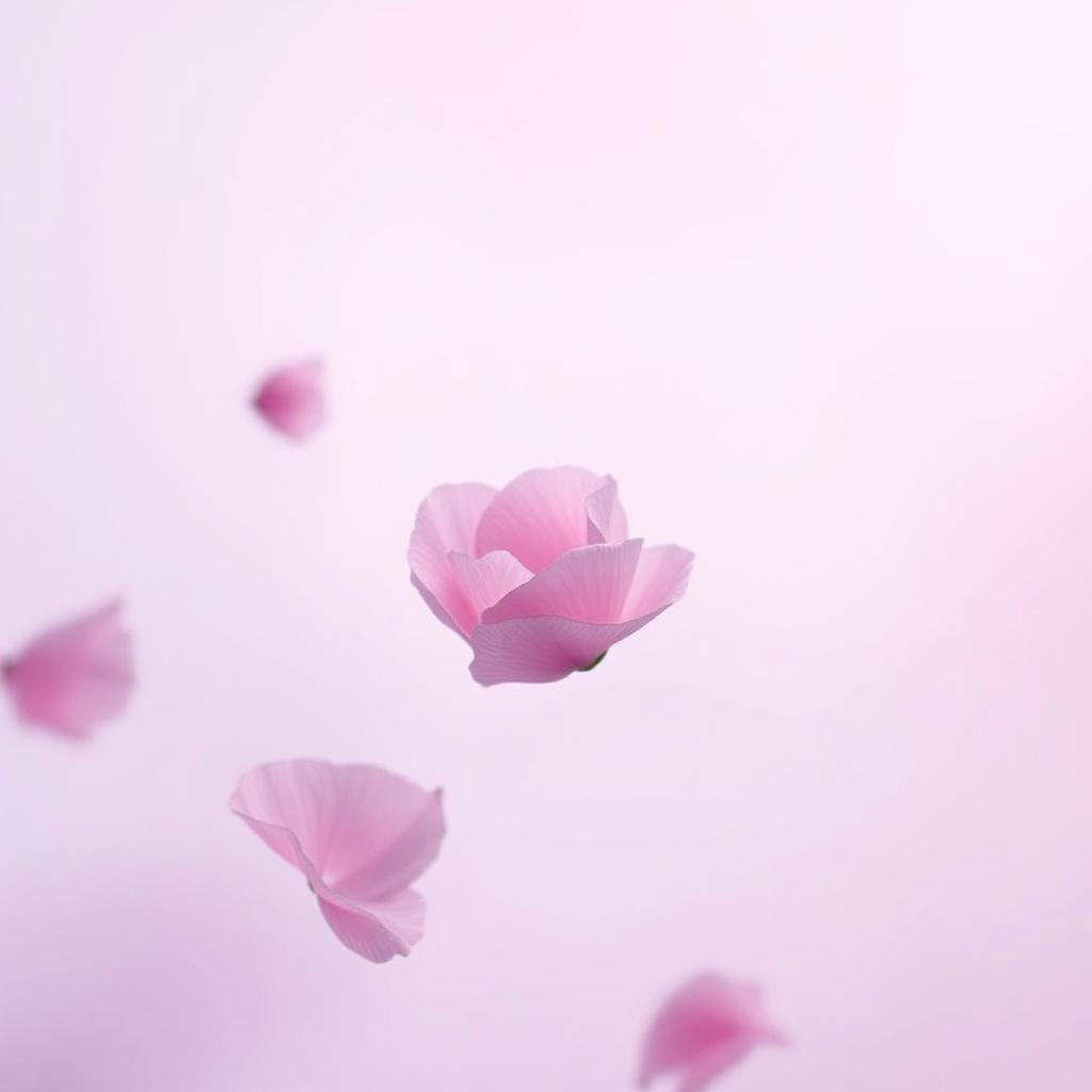 A delicate poetry book cover in light purple tones, featuring softly floating rose petals