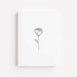 A minimalist book cover in shades of white and soft gray, featuring a delicate line art stroke forming a stylized rose at the center