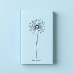 A clean book cover in a light blue shade, featuring a dandelion sketched in line art at the center