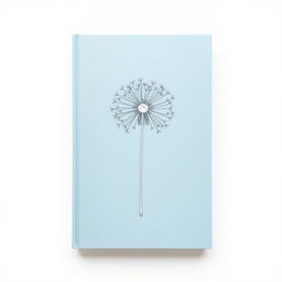 A clean book cover in a light blue shade, featuring a dandelion sketched in line art at the center