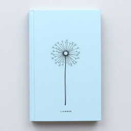 A clean book cover in a light blue shade, featuring a dandelion sketched in line art at the center