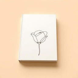 A minimalist book cover in shades of cream and beige, featuring a single rose petal in line art drawn with fine, precise lines floating against the soft background