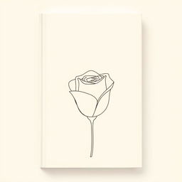 A minimalist book cover in shades of cream and beige, featuring a single rose petal in line art drawn with fine, precise lines floating against the soft background