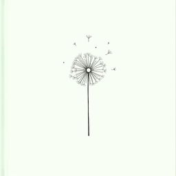 A book cover in a mint green shade with a minimalist design, featuring a dandelion drawn with line art strokes at the center, capturing the essence of fragility and lightness