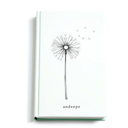 A book cover in a mint green shade with a minimalist design, featuring a dandelion drawn with line art strokes at the center, capturing the essence of fragility and lightness