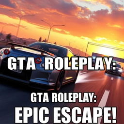 A YouTube thumbnail for a GTA roleplay video featuring a Nissan GT-R R35 in a high-speed chase