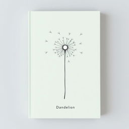 A book cover in a mint green shade with a minimalist design, featuring a dandelion drawn with line art strokes at the center, capturing the essence of fragility and lightness