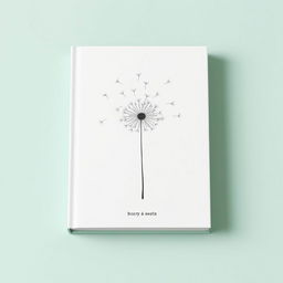 A book cover in a mint green shade with a minimalist design, featuring a dandelion drawn with line art strokes at the center, capturing the essence of fragility and lightness