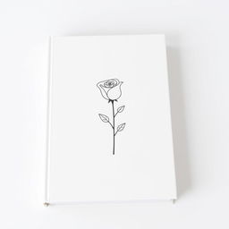 A minimalist design in shades of white and soft gray, featuring a delicate rose at the center, drawn in a simplified and elegant style