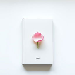 A minimalist design in shades of white and light gray, featuring a single rose petal at the center, gently positioned as if floating