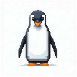 A Penguin designed in pixel art style on a white background.