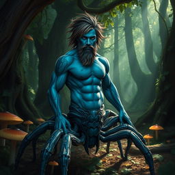 A male figure with a unique blend of humanoid and arachnid features