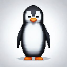 A Penguin designed in pixel art style on a white background.