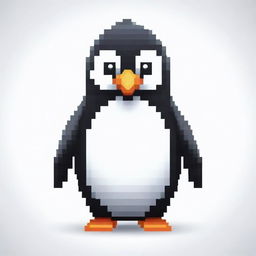 A Penguin designed in pixel art style on a white background.