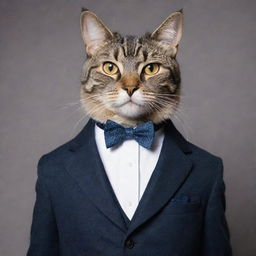 A suave cat dressed in a dapper suit.