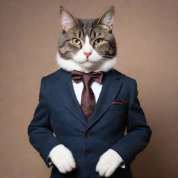 A suave cat dressed in a dapper suit.