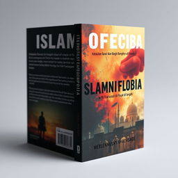 A captivating and thought-provoking book cover design for a book titled "ISLAMOFOBIA: Ketakutan Barat Akan Bangkitnya Islam dan Pusara Konflik di Timur Tengah