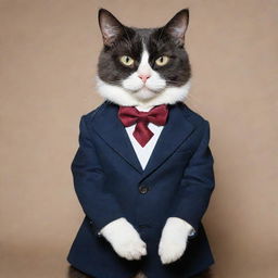 A suave cat dressed in a dapper suit.