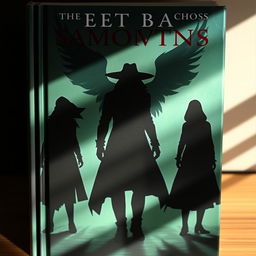 A captivating book cover showcasing three mysterious silhouettes of characters side by side