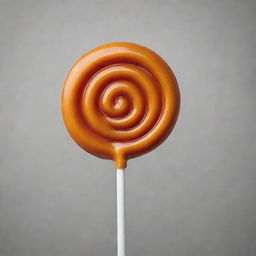 A lollipop made of caramel swirled with a touch of acid, giving it a neon glow against a monochrome background.