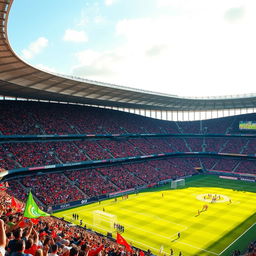 A vibrant football stadium filled with cheering fans