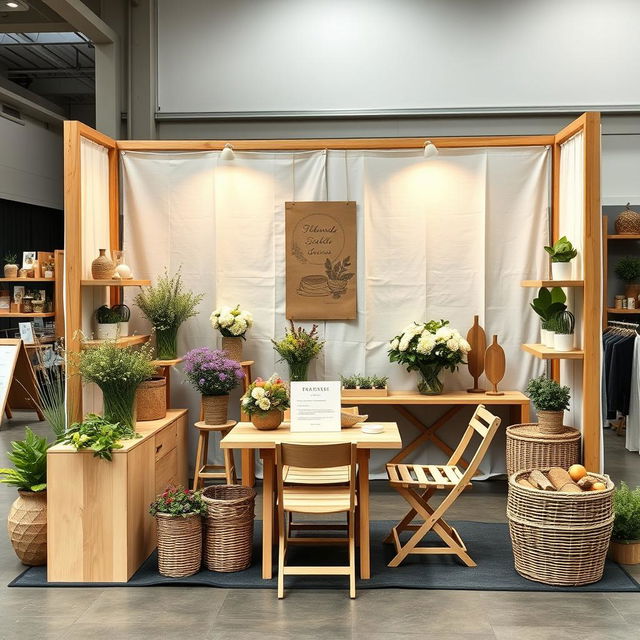 An artisanal fair stand design with an entirely organic and natural feel, without any barriers